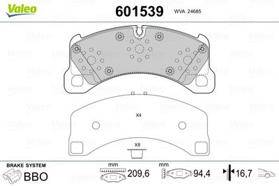 Brake Pad Set, disc brake VALEO 601539
