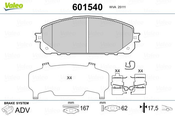 VALEO 601540 Brake Pad Set, disc brake