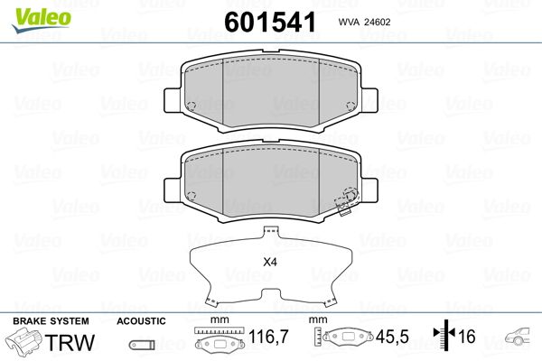 VALEO 601541 Brake Pad Set, disc brake