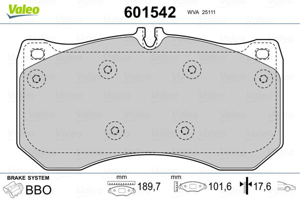 VALEO 601542 Brake Pad Set, disc brake