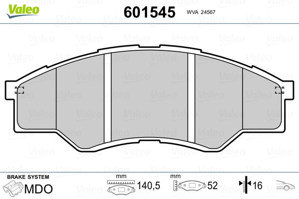 VALEO 601545 Brake Pad Set, disc brake