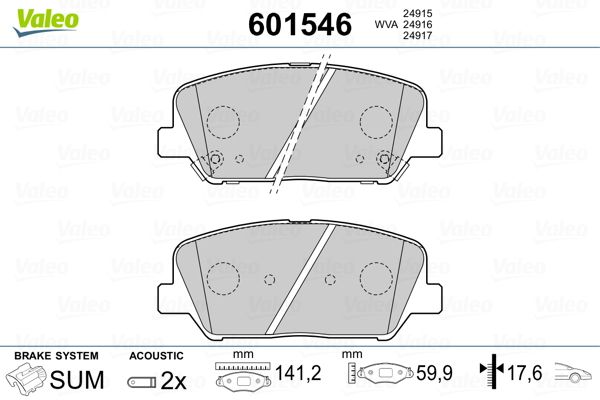 VALEO 601546 Brake Pad Set, disc brake