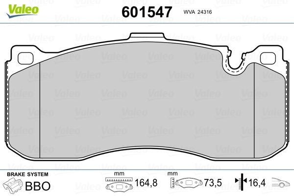 VALEO 601547 Brake Pad Set, disc brake