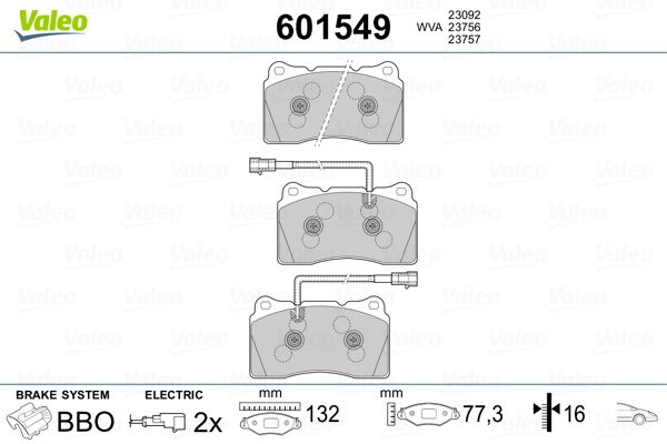 VALEO 601549 Brake Pad Set, disc brake