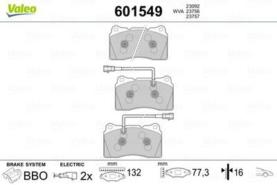 Brake Pad Set, disc brake VALEO 601549