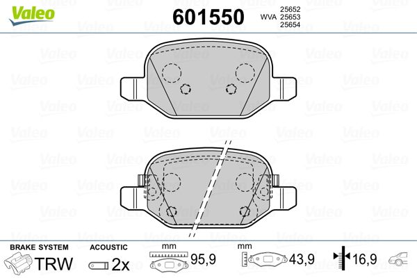 VALEO 601550 Brake Pad Set, disc brake