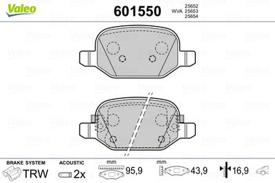 Brake Pad Set, disc brake VALEO 601550