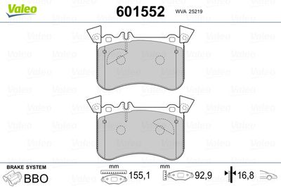 Brake Pad Set, disc brake VALEO 601552