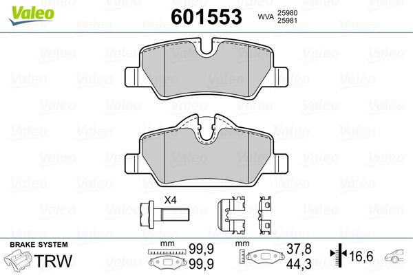 VALEO 601553 Brake Pad Set, disc brake