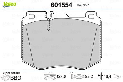 Brake Pad Set, disc brake VALEO 601554