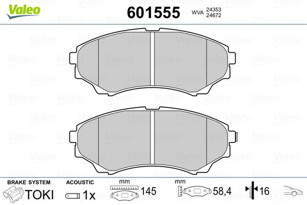 VALEO 601555 Brake Pad Set, disc brake