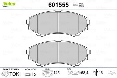 Brake Pad Set, disc brake VALEO 601555