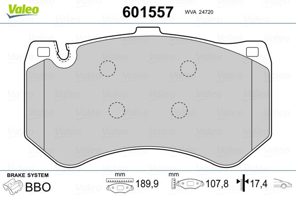 VALEO 601557 Brake Pad Set, disc brake