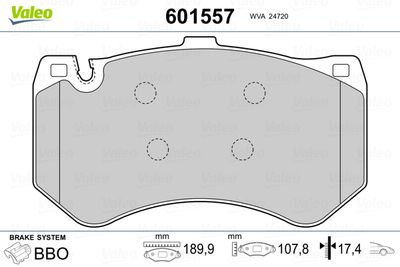 Brake Pad Set, disc brake VALEO 601557