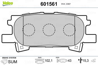 Brake Pad Set, disc brake VALEO 601561