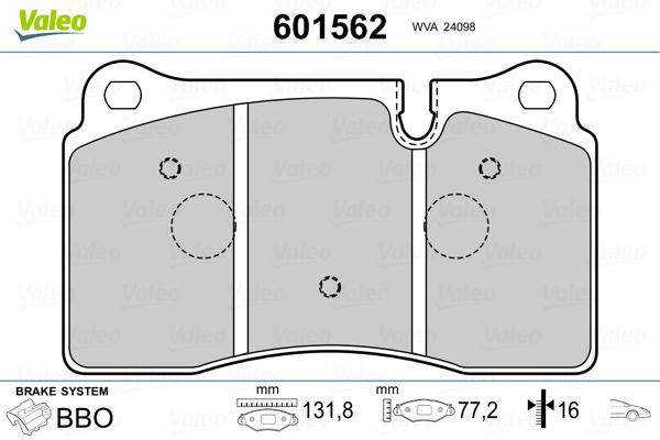 VALEO 601562 Brake Pad Set, disc brake