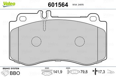 Brake Pad Set, disc brake VALEO 601564