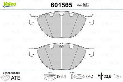Brake Pad Set, disc brake VALEO 601565