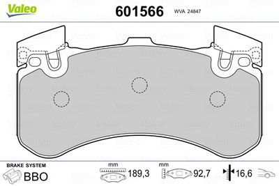 Brake Pad Set, disc brake VALEO 601566