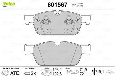 Brake Pad Set, disc brake VALEO 601567