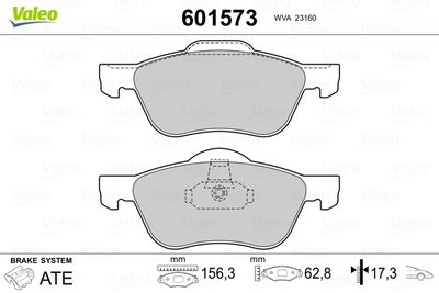 Brake Pad Set, disc brake VALEO 601573