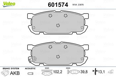 Brake Pad Set, disc brake VALEO 601574