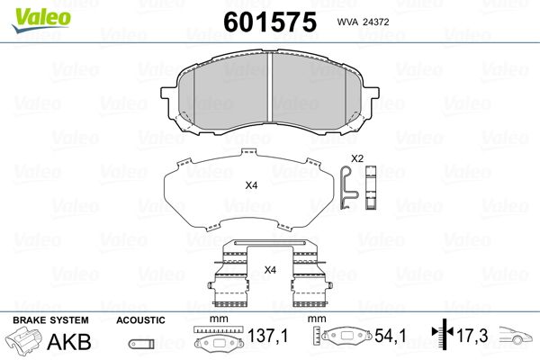 VALEO 601575 Brake Pad Set, disc brake