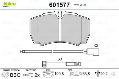 Brake Pad Set, disc brake VALEO 601577