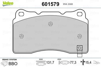 Brake Pad Set, disc brake VALEO 601579