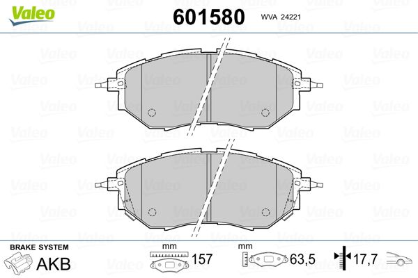 VALEO 601580 Brake Pad Set, disc brake
