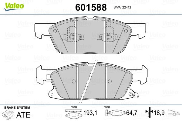 VALEO 601588 Brake Pad Set, disc brake