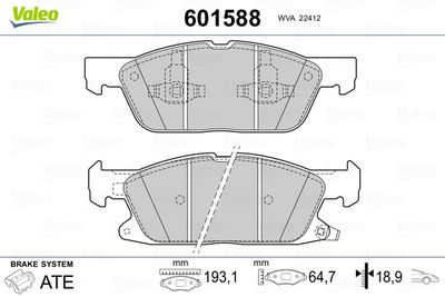 Brake Pad Set, disc brake VALEO 601588