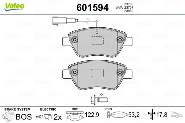 VALEO 601594 Brake Pad Set, disc brake
