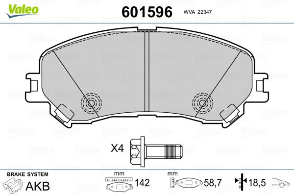 VALEO 601596 Brake Pad Set, disc brake