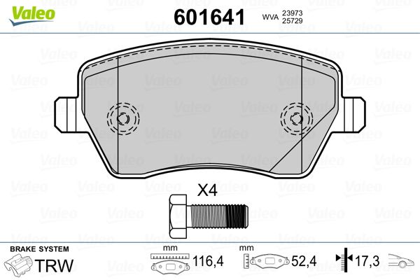 VALEO 601641 Brake Pad Set, disc brake
