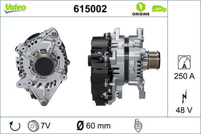 Alternator, starter VALEO 615002