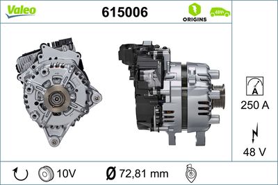Alternator, starter VALEO 615006