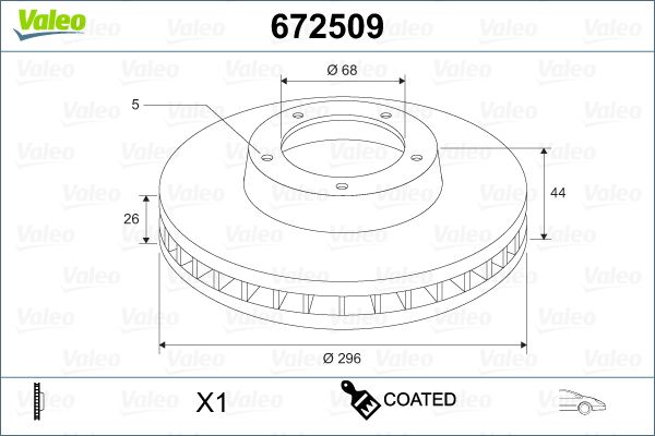 VALEO 672509 Brake Disc