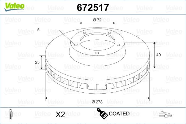 VALEO 672517 Brake Disc