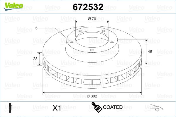 VALEO 672532 Brake Disc