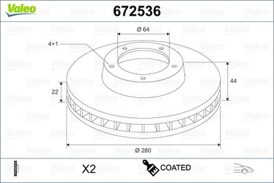 Brake Disc VALEO 672536