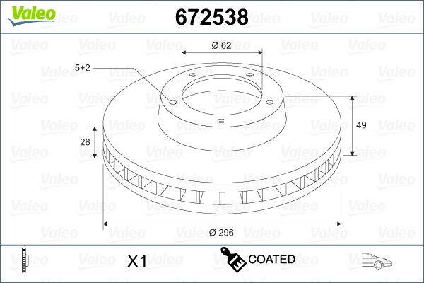 VALEO 672538 Brake Disc