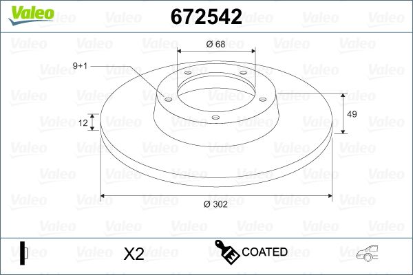 VALEO 672542 Brake Disc