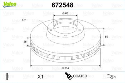 Brake Disc VALEO 672548
