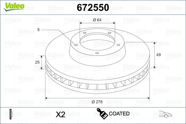 VALEO 672550 Brake Disc