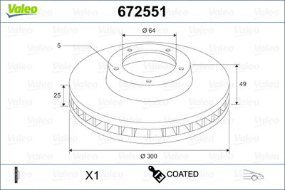 Brake Disc VALEO 672551