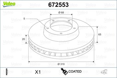 Brake Disc VALEO 672553
