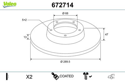 Brake Disc VALEO 672714