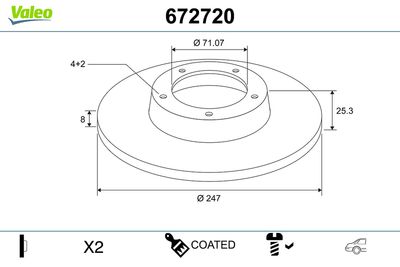 Brake Disc VALEO 672720