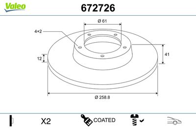 Brake Disc VALEO 672726